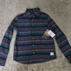 Original Weatherproof Vintage Boys Button Up Stripped Shirt Size Small (8)